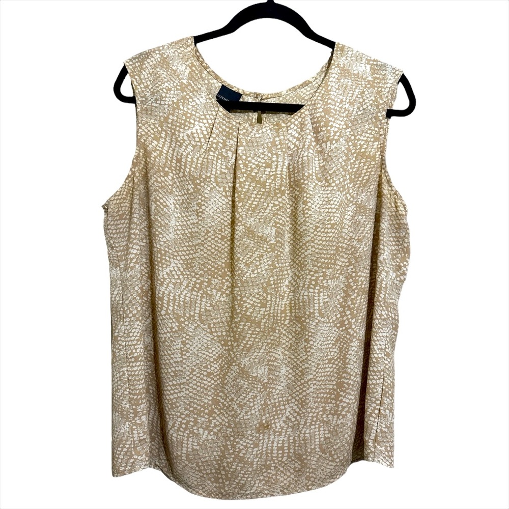 Covington Beige and White Patterned Sleeveless‎ Blouse - Size L